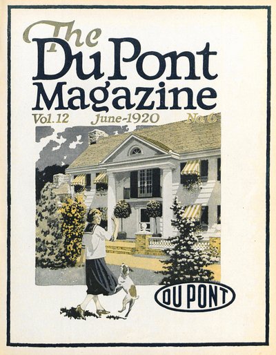 Vrouw en hond, vooromslag van het DuPont Magazine, juni 1920 door American School