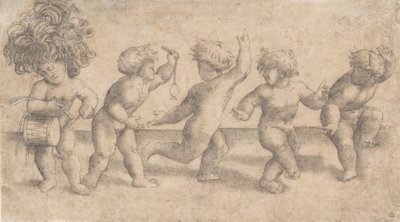 Vijf dansende putti door Amico Aspertini