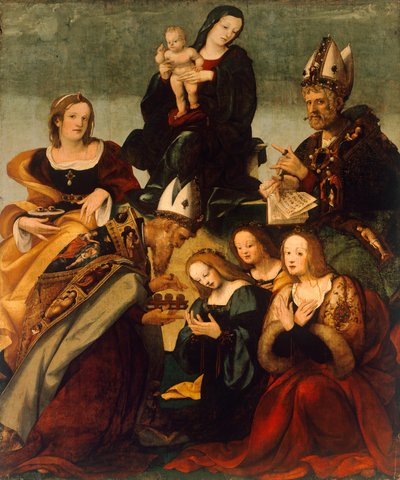 Madonna met Kind en Heiligen Gregorius de Grote door Amico Aspertini