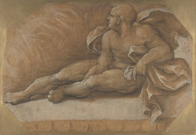 Naakte mannelijke figuur zittend op de grond, ca. 1535-40 door Amico Aspertini