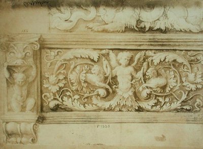Studie voor een architectonische decoratie door Amico Aspertini