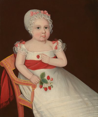 Het aardbeienmeisje, ca. 1830 (olieverf op doek) door Ammi Phillips