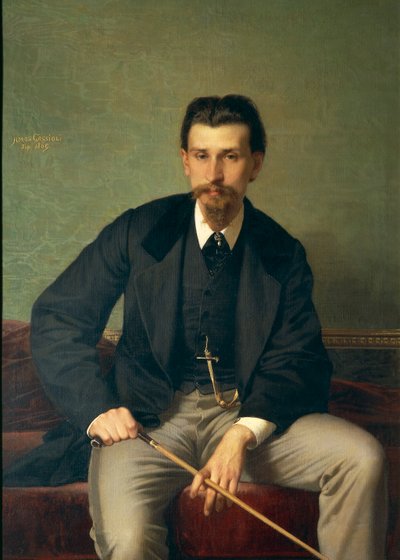 Portret van schilder Augusto Betti door Amos Cassioli