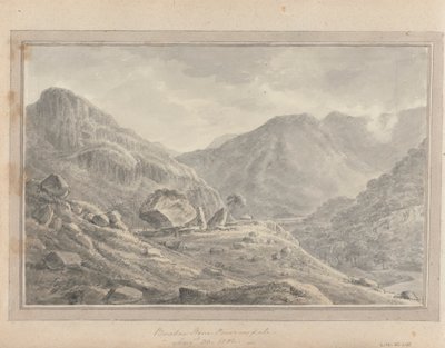Uitzichten in Engeland, Schotland en Wales: Bowdar Stone Borrowdale, 30 augustus 1802 door Amos Green