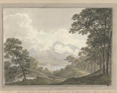 Uitzichten in Engeland, Schotland en Wales: Voorbijgaand effect op Skodow en c., bij terugkeer van de val van Lowdoor, 30 juli 1805 door Amos Green