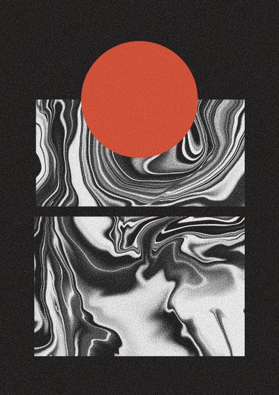 Red Sun Marble Flow door Amy Louise Baker