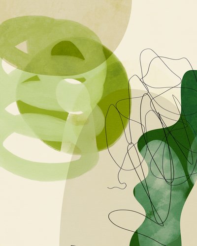 Geschilderde lijnen Groen Bruin 3 Kopie door Ana Rut Bre