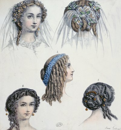 Kapsel van een bruid en anderen, c.1853 door Anais Toudouze