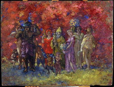 Herfst. Allegorie. Schilderij van Anatoli Afanasyevich Arapov (1876-1949). Olie op doek, 75 x 99 cm door Anatoli Afanasyevich Arapov