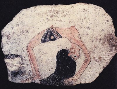 Ostracon met dansend meisje, ca 1200 v.Chr. door Ancient Egypt