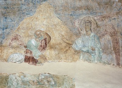 Bileam en de engel door Ancient Russian frescos