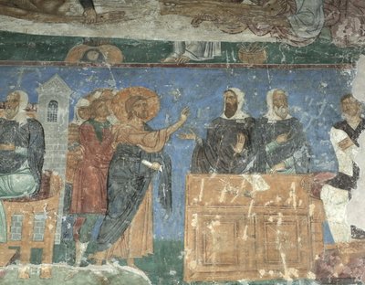 Christus voor Annas en Kajafas door Ancient Russian frescos