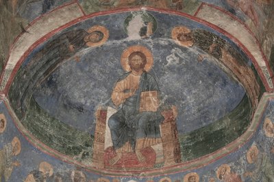 Christus op de troon, Redder van de Wereld door Ancient Russian frescos