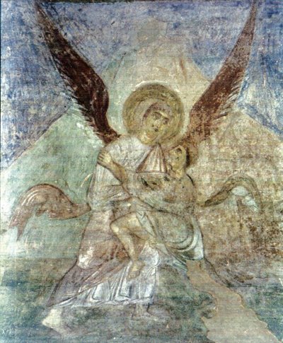 Jacob en de Engel door Ancient Russian frescos