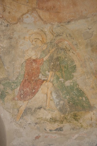 Jakob en de Engel, 12e eeuw door Ancient Russian frescos