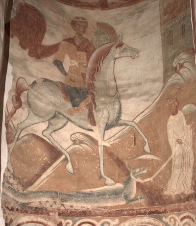 Sint Joris en de Draak, 12e eeuw door Ancient Russian frescos