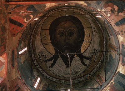 Het Heilige Gezicht Koepelschildering in de Aartsengel Michaël Kathedraal van het Kremlin van Moskou, 1652-1666 door Ancient Russian frescos