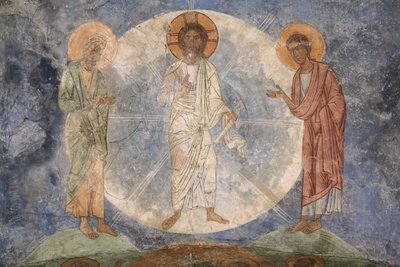De Transfiguratie van Jezus, 12e eeuw door Ancient Russian frescos