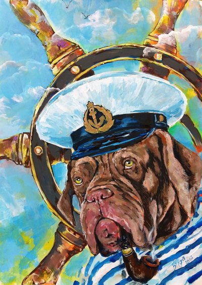 Kapitein Hond met pijp door Anda Bieza