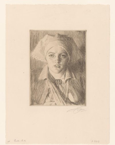 Portret van Gulli door Anders Leonard Zorn (signed by artist)