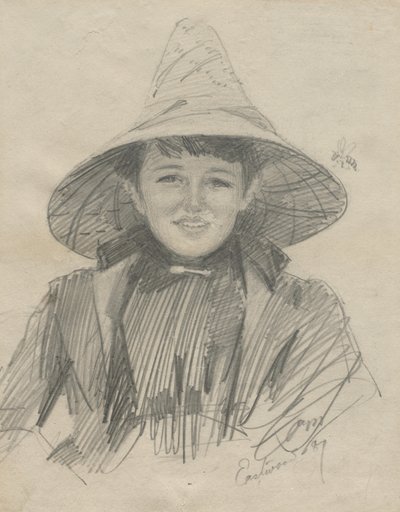 Ada Lymon vrouw met een grote hoed, 1887 door Anders Leonard Zorn