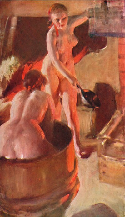Meisjes uit Dalarna nemen een bad door Anders Leonard Zorn