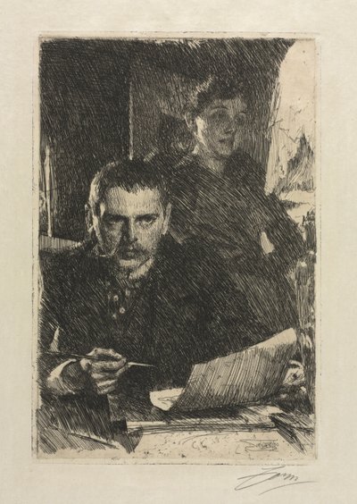 De kunstenaar en zijn vrouw, 1890 door Anders Leonard Zorn