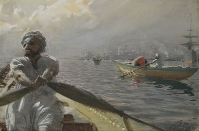 Turkse Bootsman in de Haven van Constantinopel, 1886 door Anders Leonard Zorn