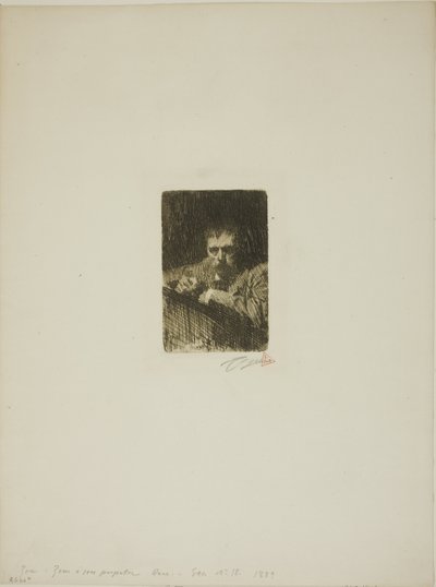 Een schilder-ets (zelfportret) door Anders Leonard Zorn