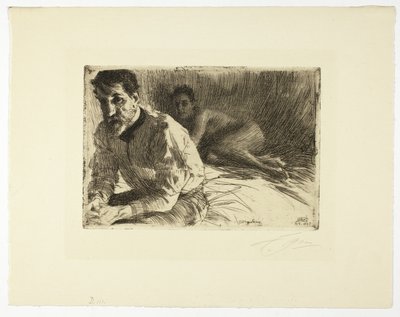Augustus Saint Gaudens II (Saint Gaudens en Zijn Model) door Anders Leonard Zorn