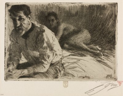 Augustus Saint Gaudens II (Saint Gaudens en zijn model) door Anders Leonard Zorn