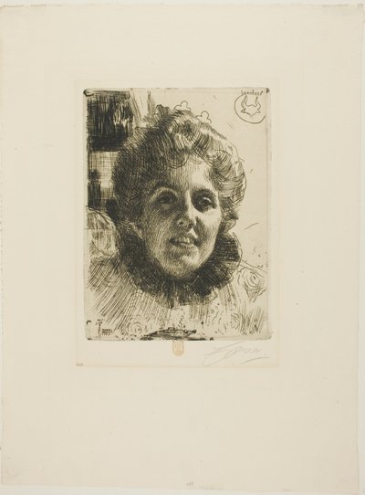 Aurore (Mevrouw Aurore Klintberg, geboren Oxenstierna, Hoofd) door Anders Leonard Zorn