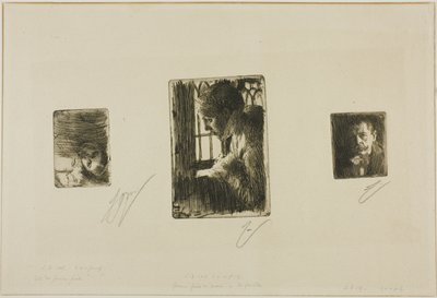 Meisjeshoofd; Boerenmeisje bij raam; Anders Zorn door Anders Zorn