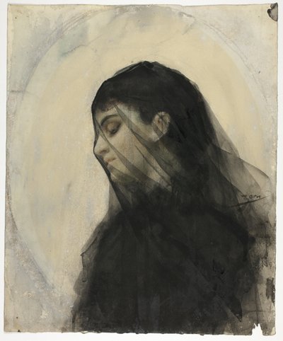 Hoofd van een gesluierde vrouw door Anders Zorn