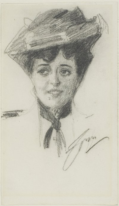 Hoofd van een Jonge Vrouw met Hoed door Anders Leonard Zorn