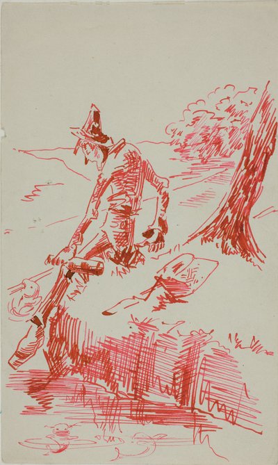 Man die vist en fles vasthoudt door Anders Zorn