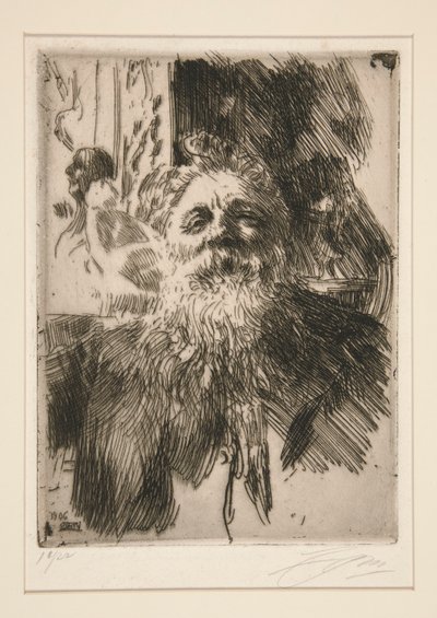 Portret van A. Rodin door Anders Leonard Zorn