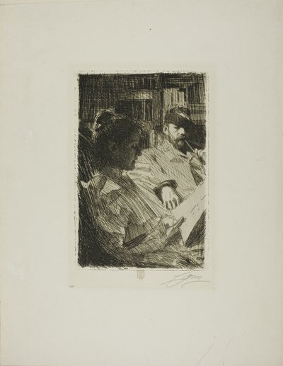 Lezen (Dhr. en Mevr. Ch. Deering) door Anders Leonard Zorn