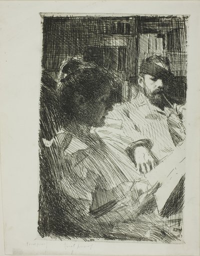 Lezen (dhr. en mevr. Ch. Deering) door Anders Leonard Zorn