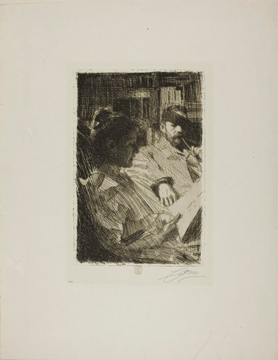 Lezen (Dhr. en Mevr. Ch. Deering) door Anders Zorn