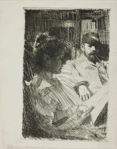 Lezen (dhr. en mevr. Ch. Deering) door Anders Zorn