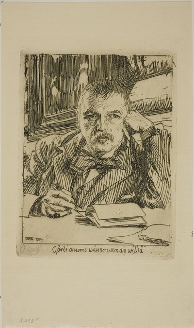 Zelfportret met Inscriptie door Anders Leonard Zorn