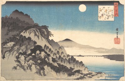 Herfst Volle Maan bij Ishiyama Tempel Ishiyama shugetsu, uit de serie Acht Zichten van..., 1834-35 door Ando Hiroshige