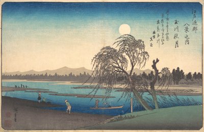 Herfstmaan aan de Tama-rivier, ca. 1838 door Ando Hiroshige