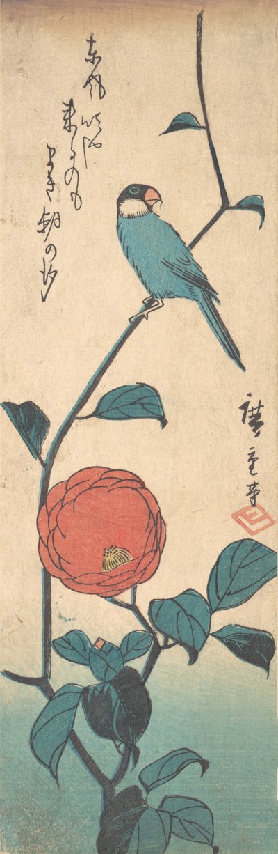 Camellia en vink, ca. 1840 door Ando Hiroshige