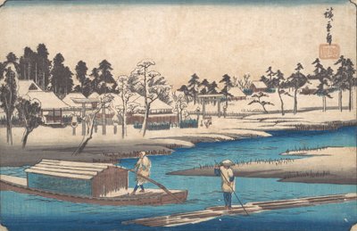 Opklarend weer na sneeuw in Massaki door Ando Hiroshige