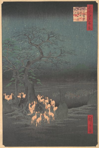 Vossenbijeenkomst bij Oji, 1857 door Ando Hiroshige