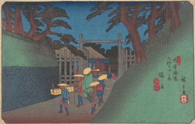 Fukushima Station, ca. 1837 door Ando Hiroshige