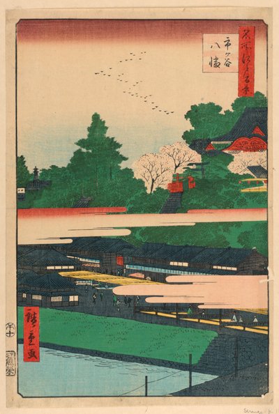 Ichigaya Hachiman uit de serie 100 Zichten van Edo door Ando Hiroshige