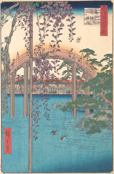 In het Kameido Tenjin-heiligdom, 1856 door Ando Hiroshige